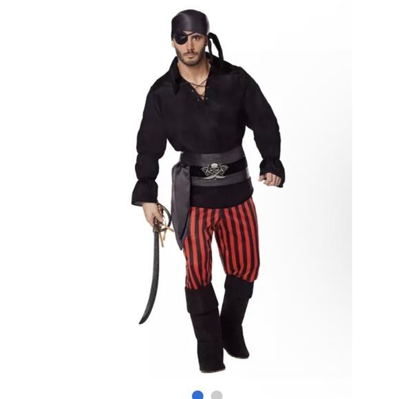 Pirate Pillager Spirit Halloween Men’s Costume Adult Plus Size Black Red - Picture 1 of 8